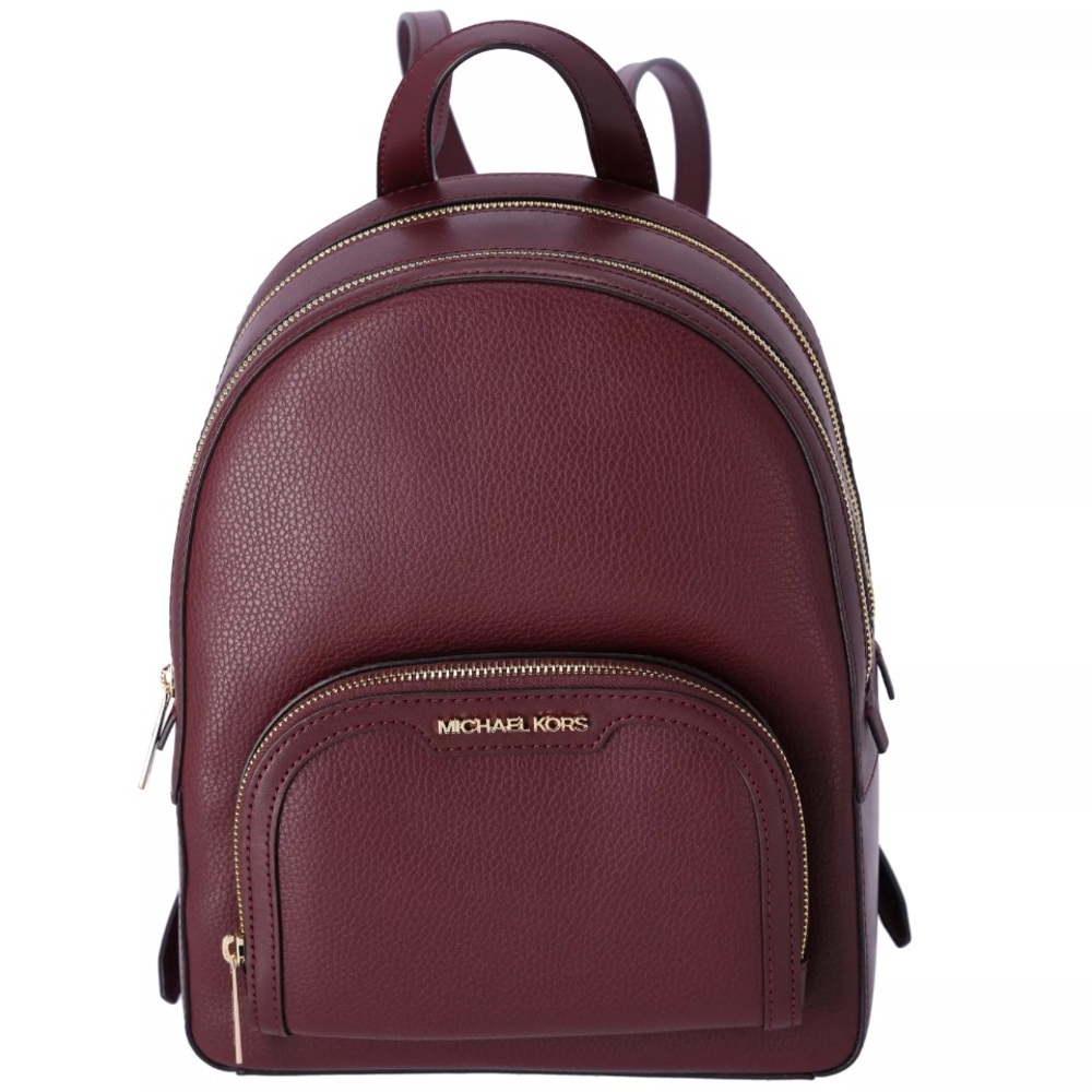 Michael Kors Jaycee Medium Leather Zip Pocket Backpack Oxblood/ Original Tag